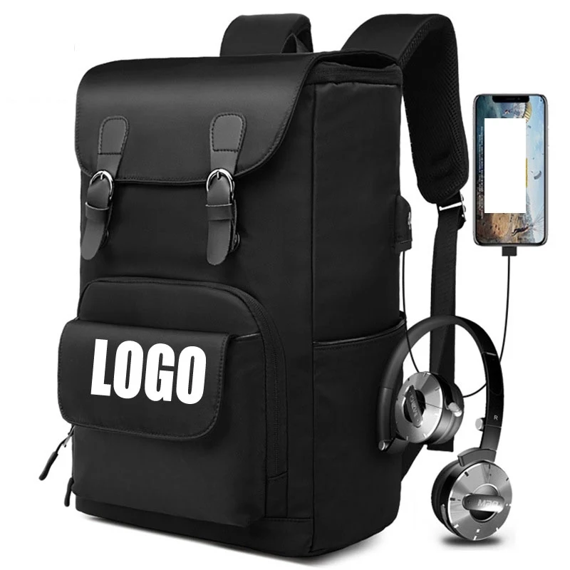 Custom Men's Sports Waterproof Laptop Bags with USB Port 1