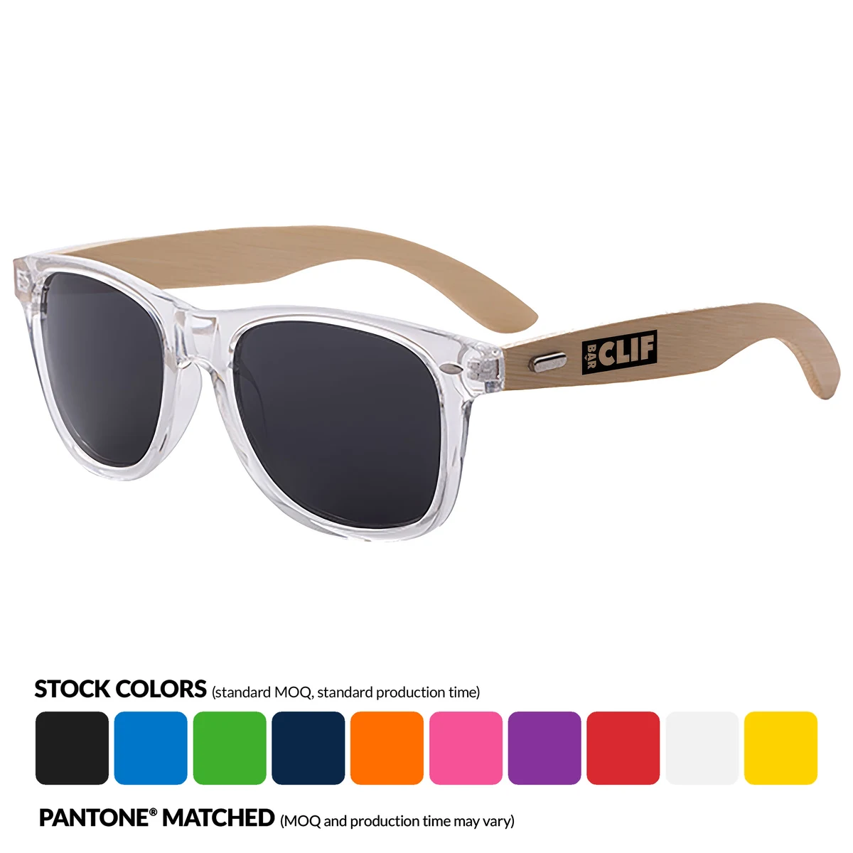 Clear Bamboo 2-tone Retro Promotional Sunglasses 1