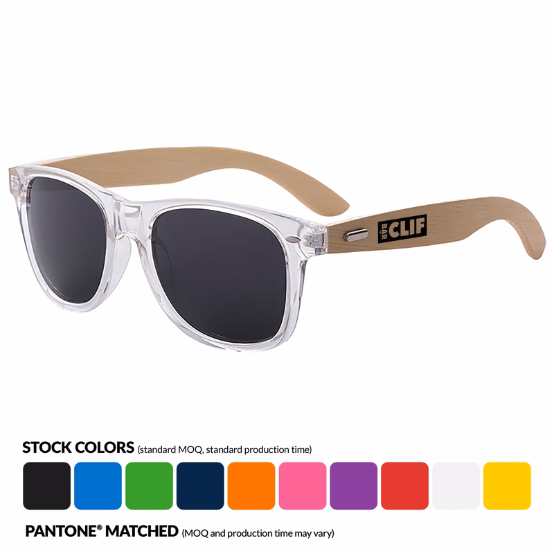 Clear Bamboo 2-tone Retro Promotional Sunglasses