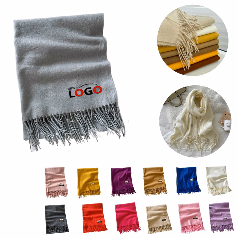 MOQ50 Winter Solid Brushed Scarf Faux Cashmere Wrap
