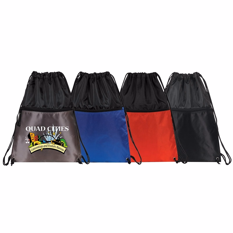 Drawstring Backpack W/Zipper Pocket