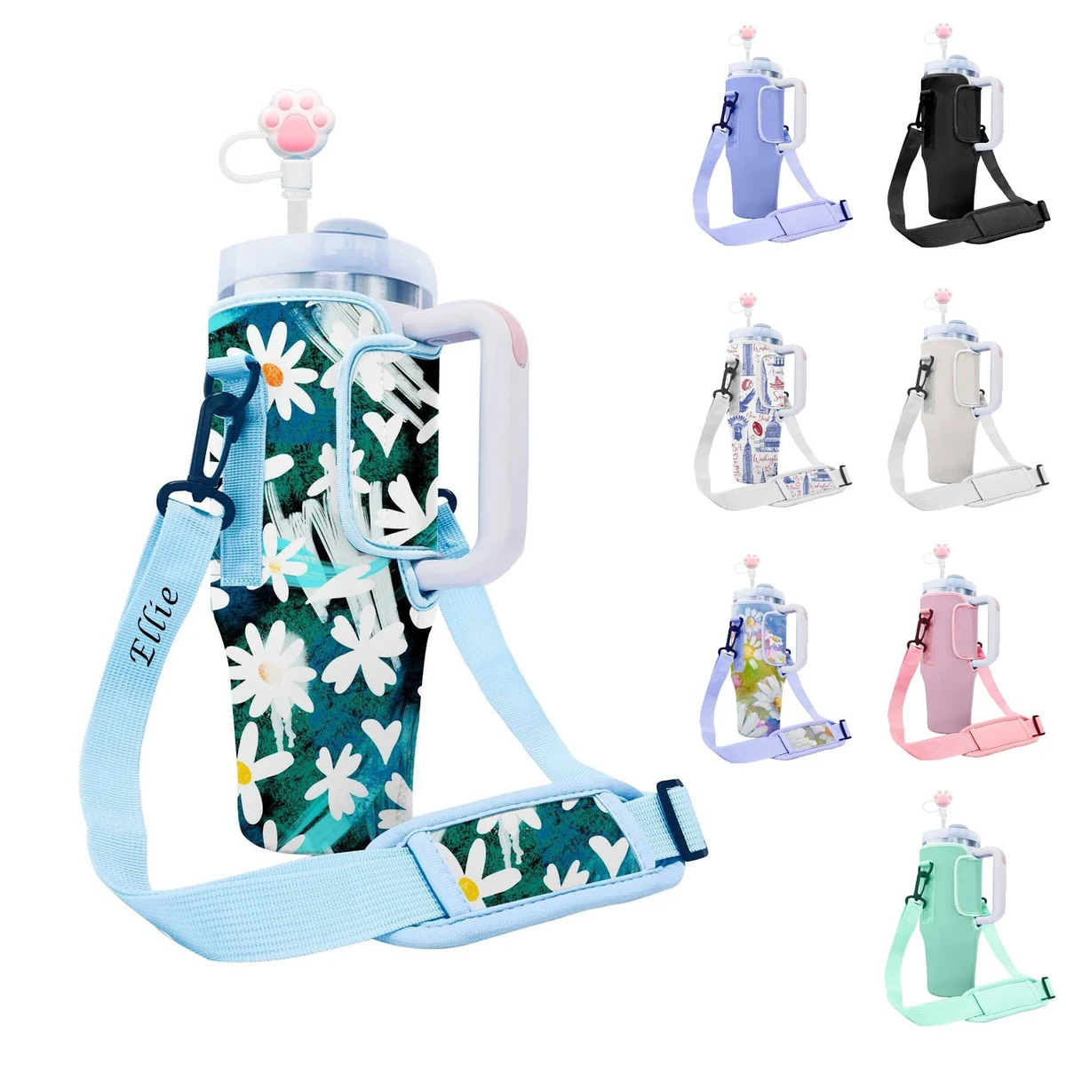 Neoprene water cup cover with adjustable shoulder strap 1