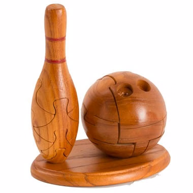 Unique Mahagany Bowling Ball Puzzle