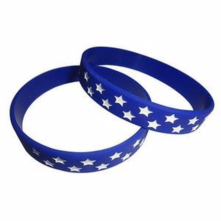 Blue Custom Debossed Silicone Wristband with Color Fill