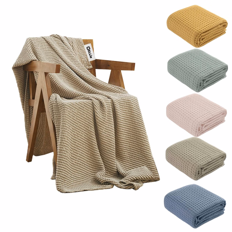 Bedsure Cooling Cotton Waffle Queen Size Blanket