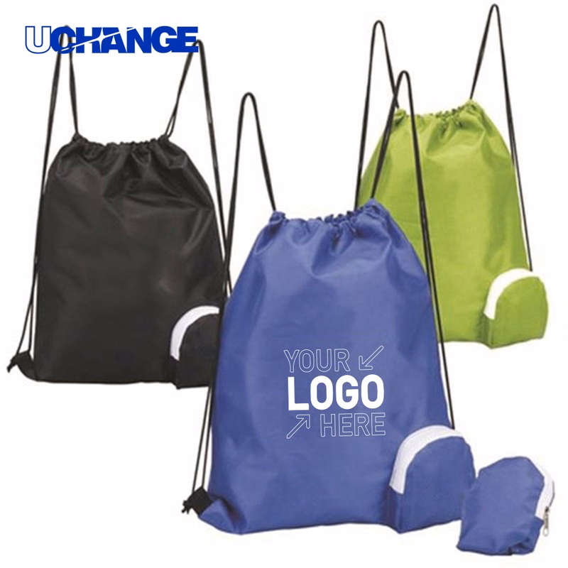 Folding Drawstring Backpack with Pouch Set