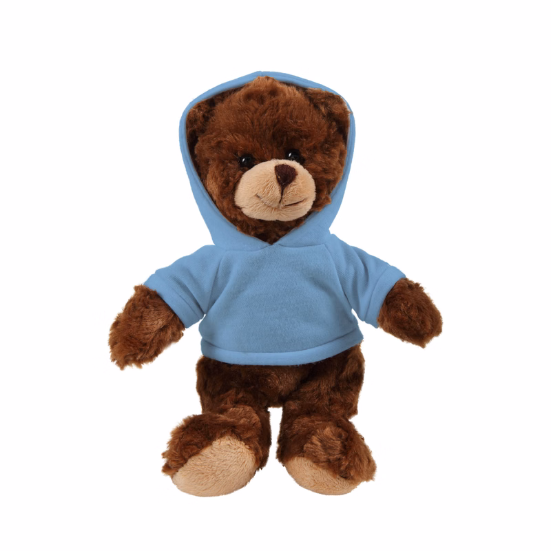 soft plush  Chocolate Curly Sitting Bear with hoodie