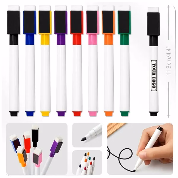 Custom Magnetic Dry Erase Marker With Fiber Tip — Whiteboard Writing Promotional Pen