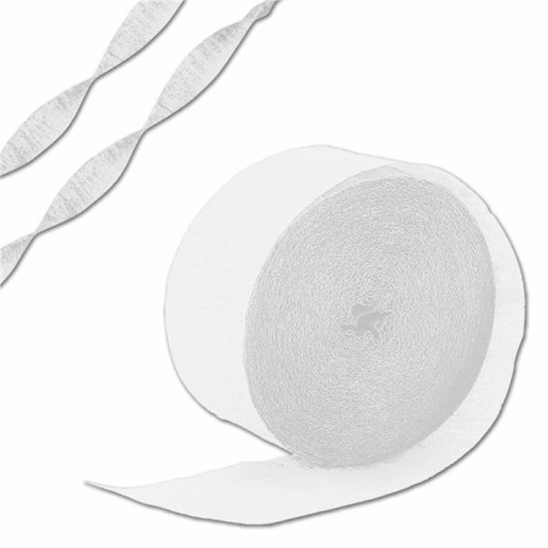 81' Roll White Crepe Paper Streamer