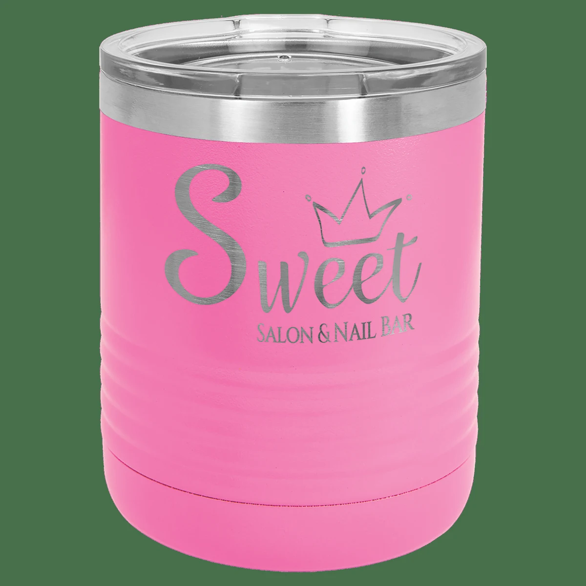 Polar Camel 10 oz. Pink Vacuum Insulated Ringneck Tumbler with Clear Lid 1