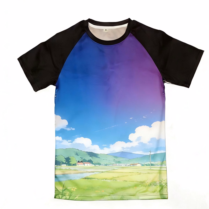 Full Color Print Raglan Sleeve Tee
