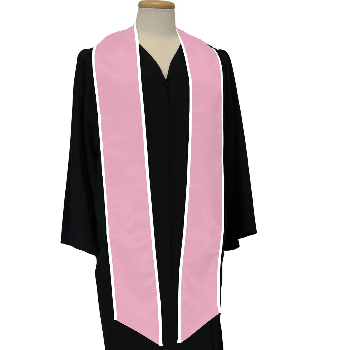Pink 84" Graduation Stoles With White Binding 1