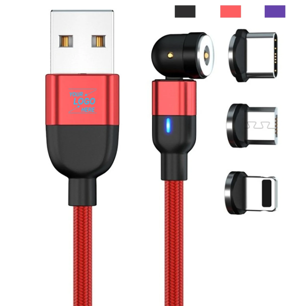 3-in-1 Nylon L-Shaped Magnetic 2.4A Phone Charger 1