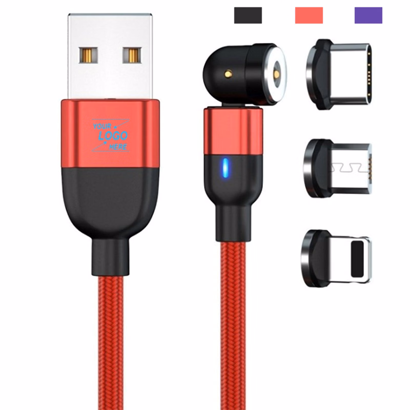 3-in-1 Nylon L-Shaped Magnetic 2.4A Phone Charger