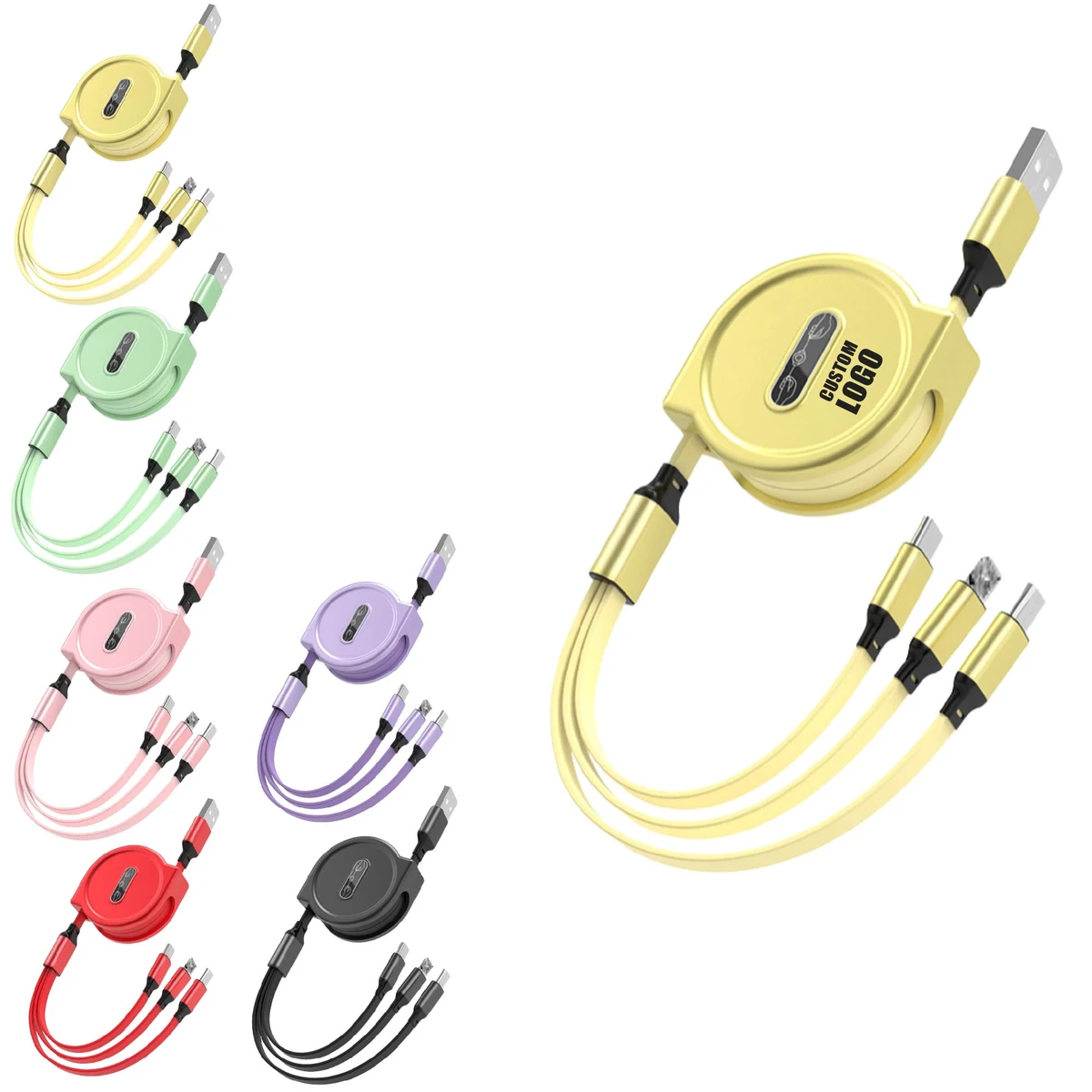 MOQ 10 pcs Triple Head Retractable Cable 1