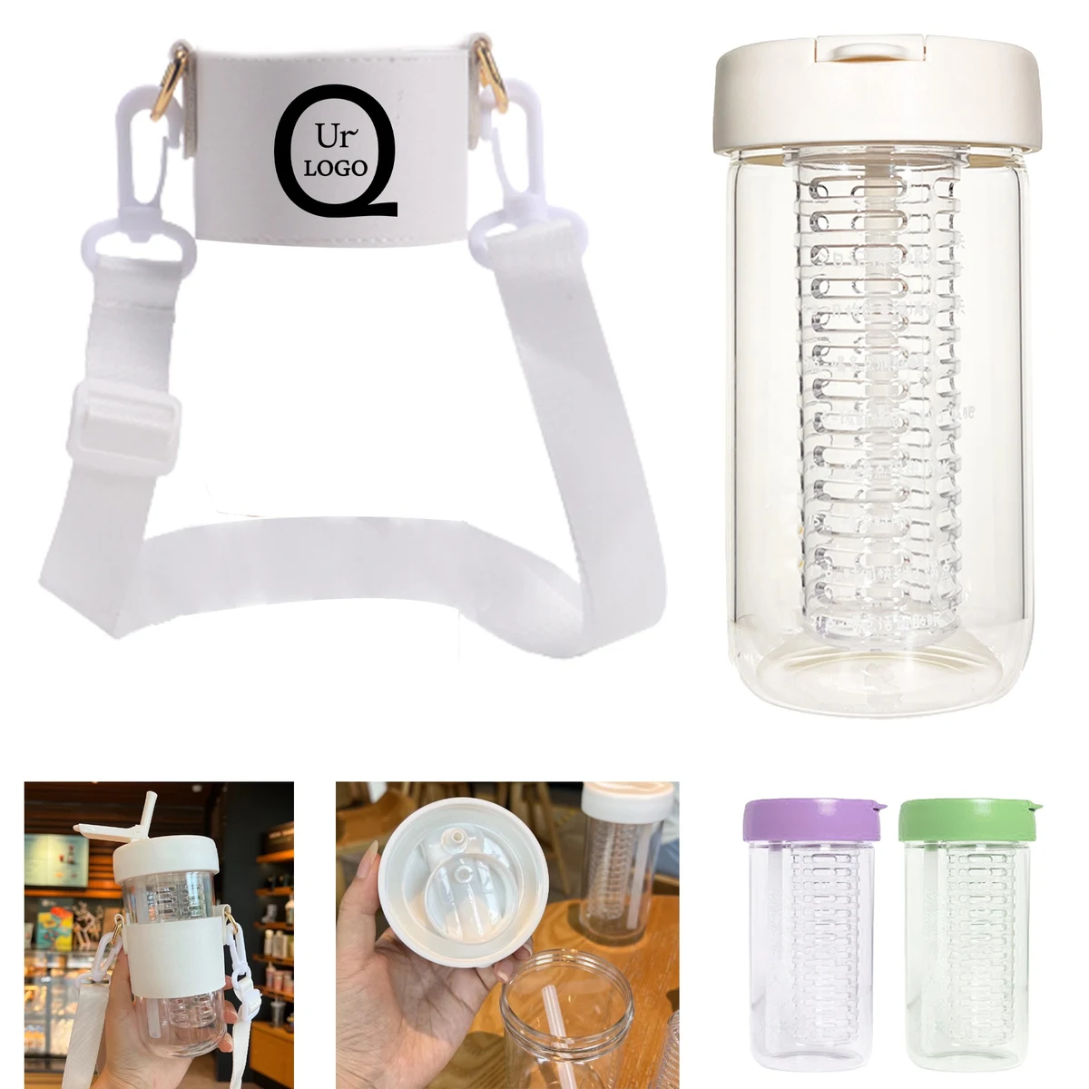 17Oz Fruit Separation Straw Bottle W/Sleeve 1