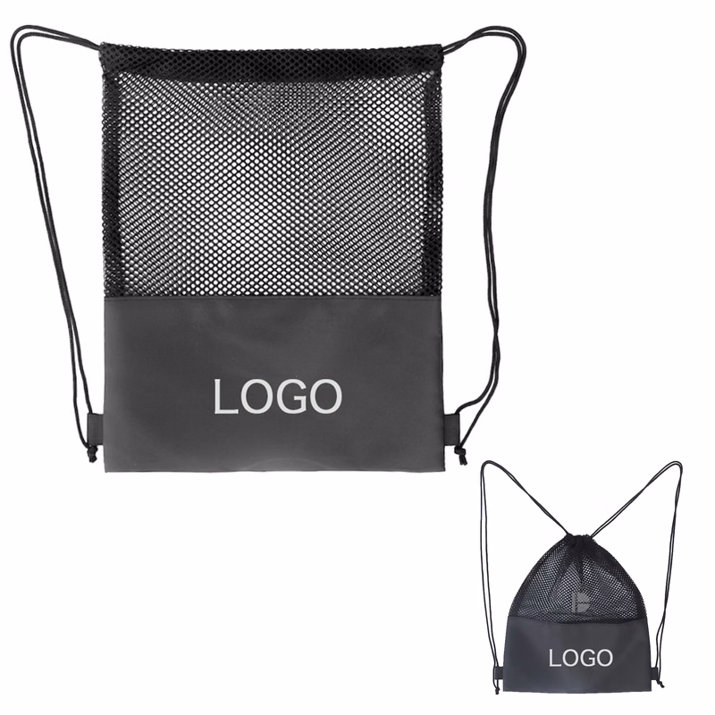 Patchwork Mesh Drawstring Backpack Bag