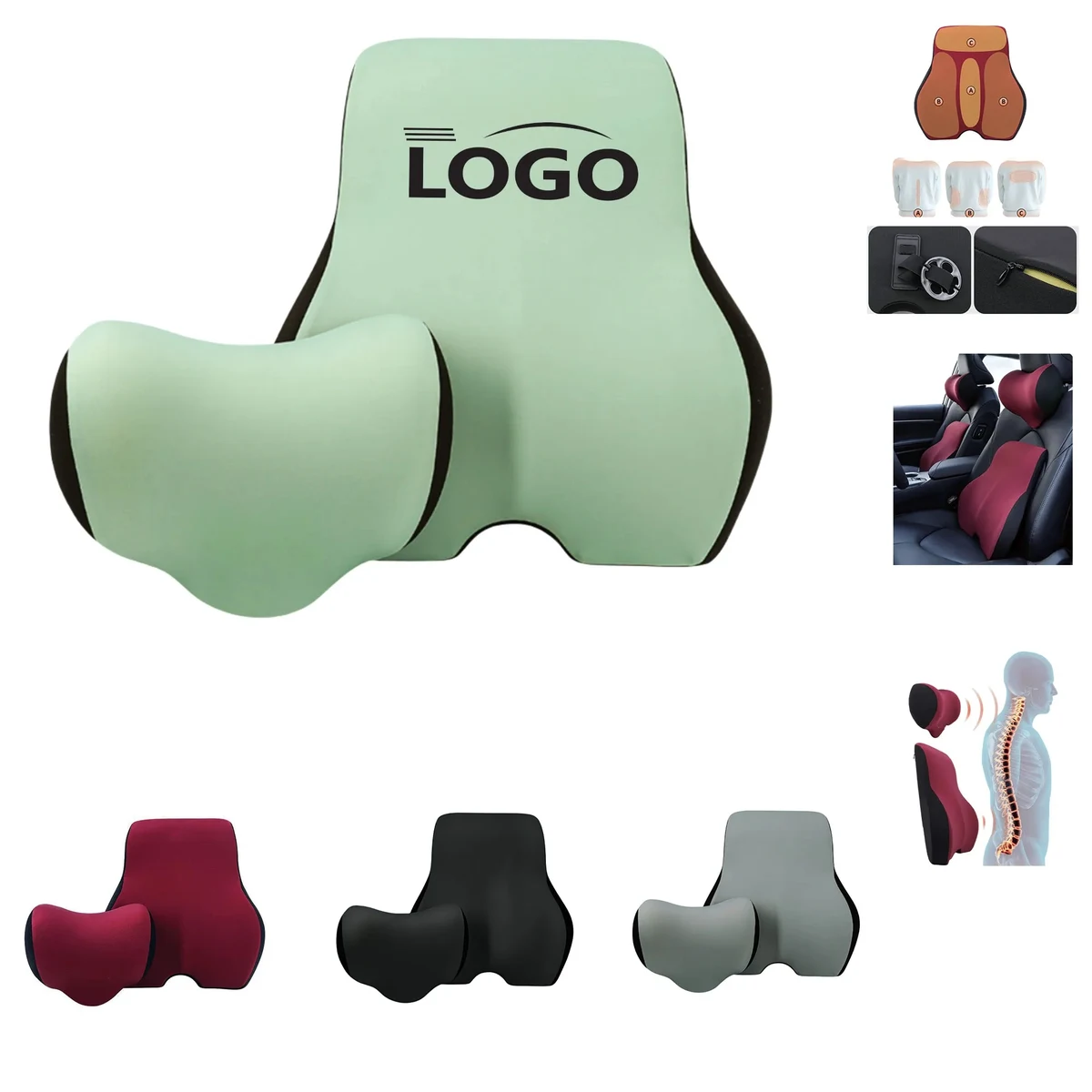 Driver's lumbar Support Memory Foam Headrest 1