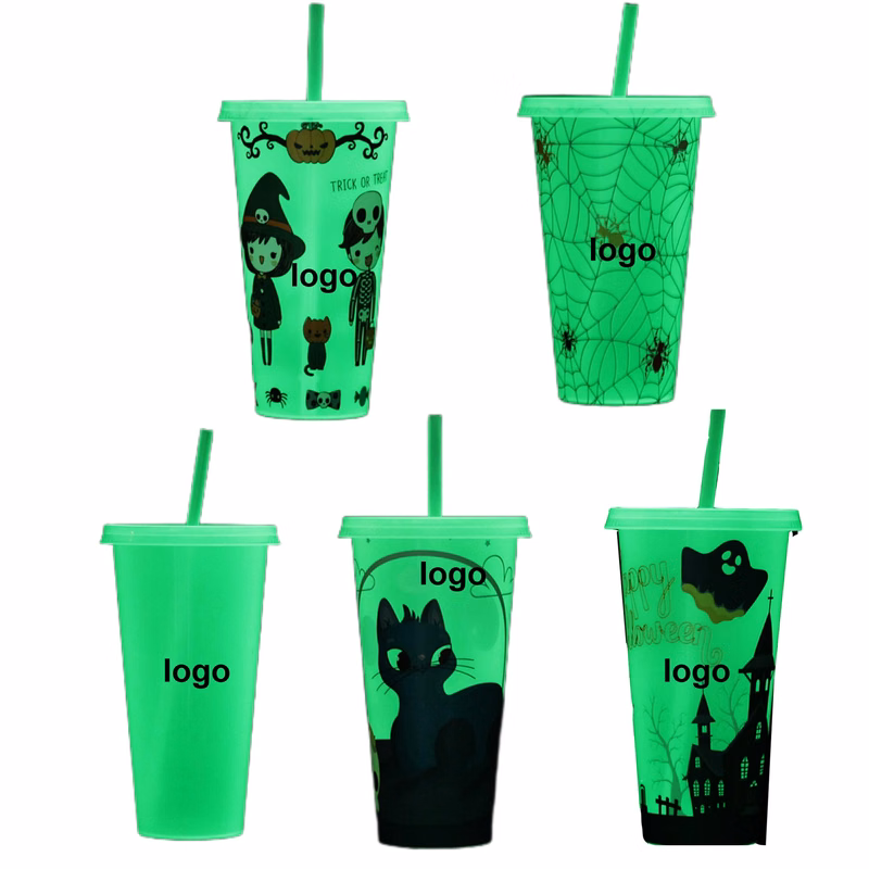Halloween Glow In The Dark Tumbler With Straw (direct import)