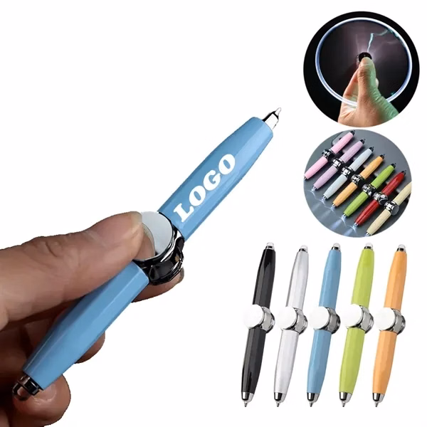 Custom Metal Fidget Spinner Pen with LED Light — Premium Tech Desk Accessory