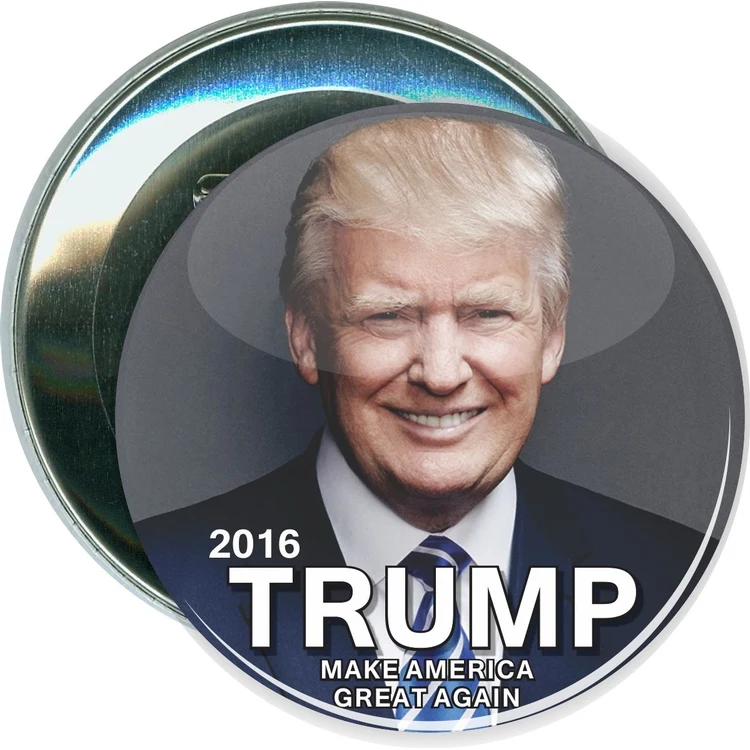 Trump 2016 Gray, Political Button 1