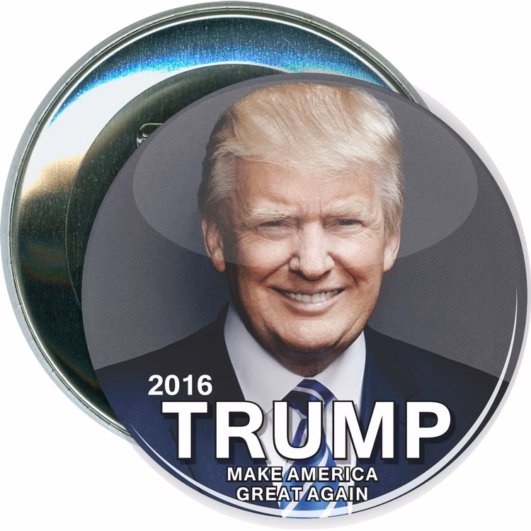 Trump 2016 Gray, Political Button