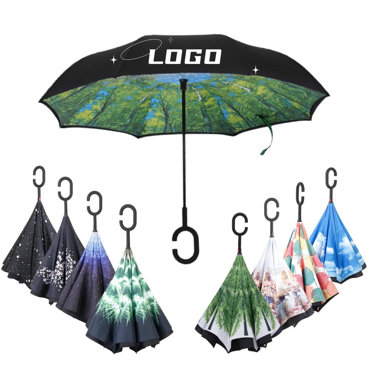 Reverse Folding Umbrella Compact Inverted Windproof 1