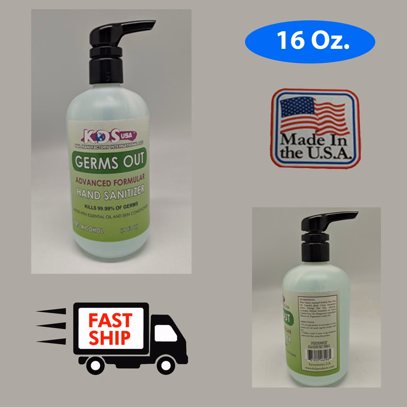 16 OZ Instant Hand Sanitizer Made in USA, within 24 Hours Shipping.