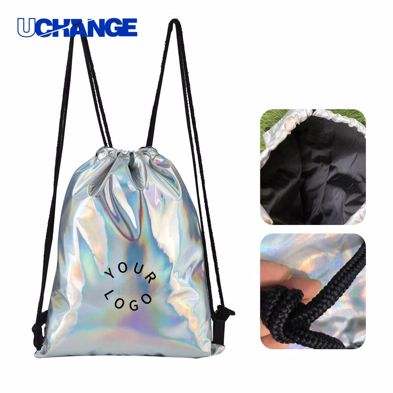 Reflective Laser Drawstring Backpack with Easy Closure