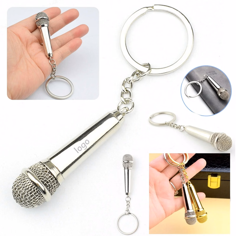 Metal Microphone Keychain