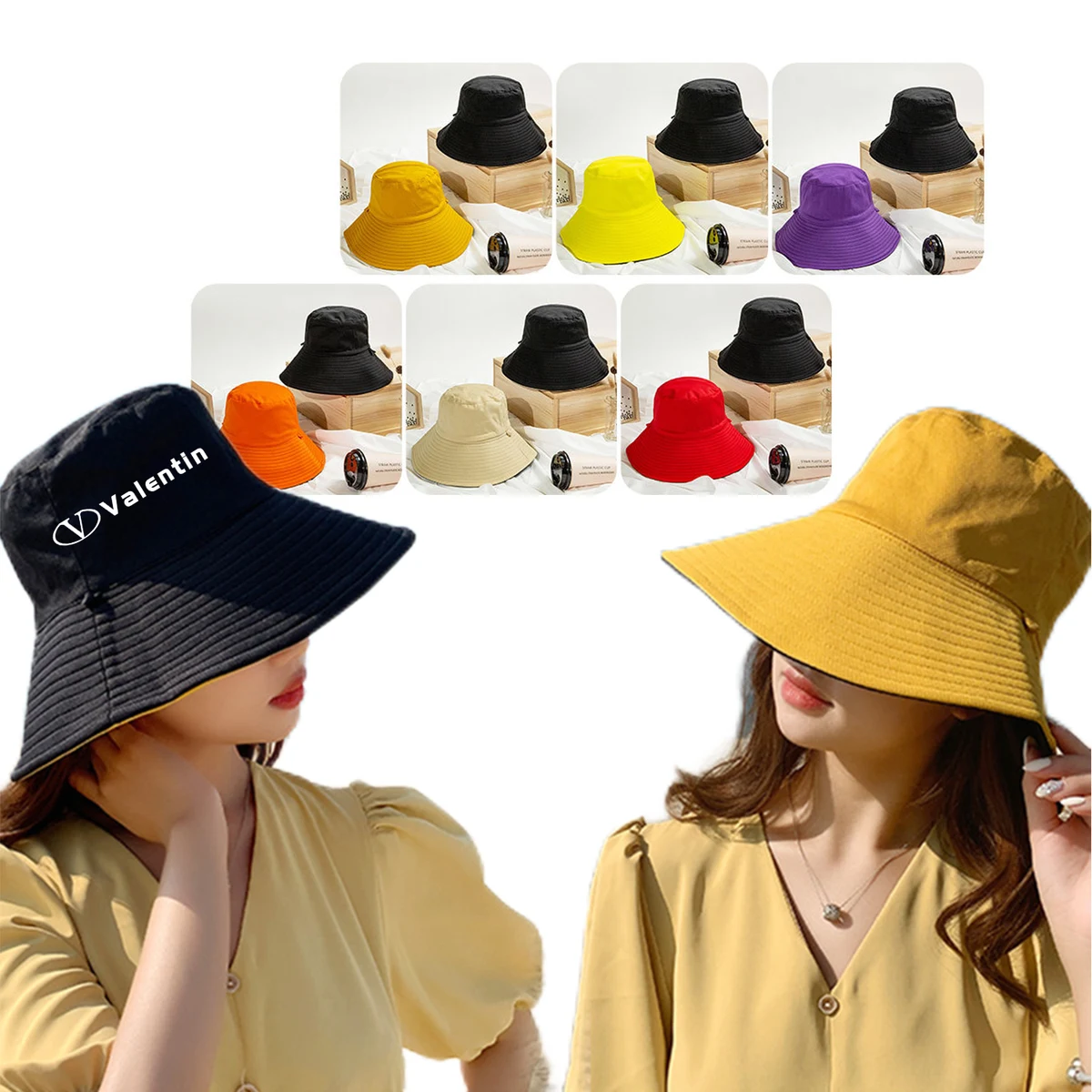 Women Double Sided Bucket Hat 1
