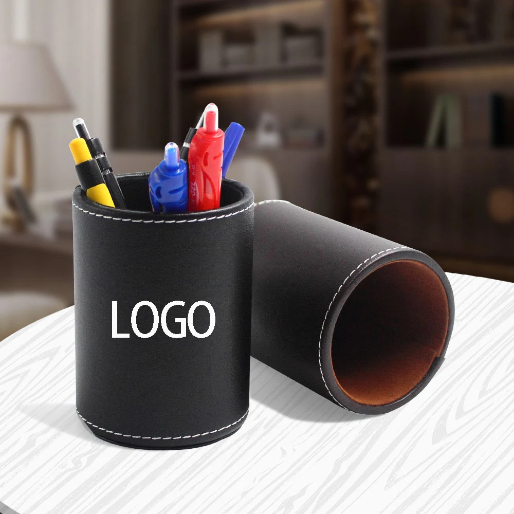 Round Shape PU Leather Organizer For Office/Desk/Home 1
