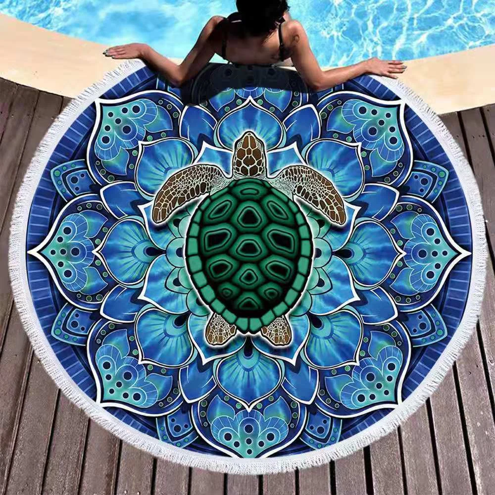 60" D Round Beach Towel Blanket 1