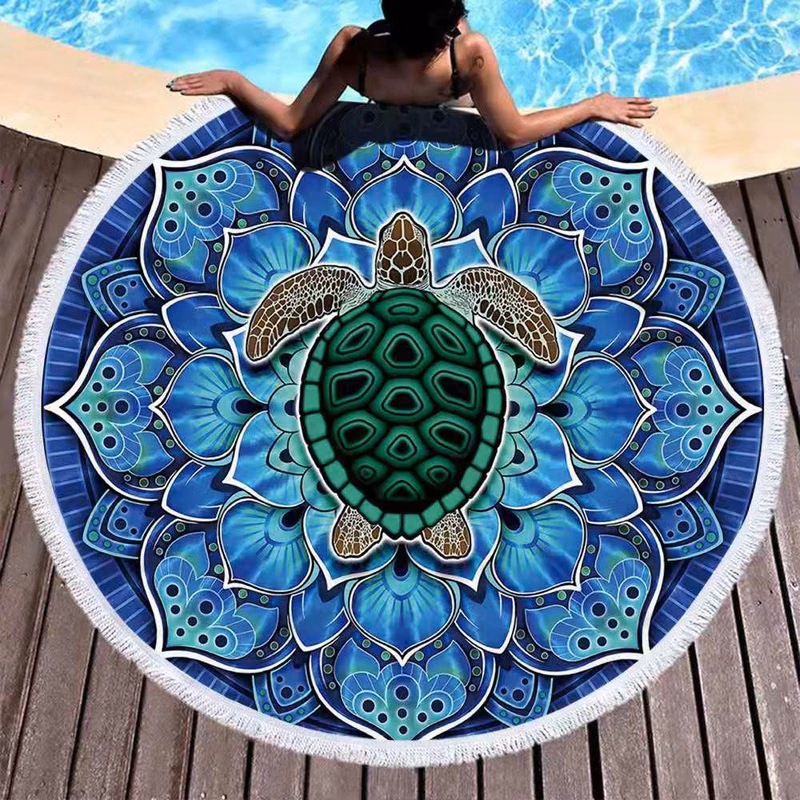60" D Round Beach Towel Blanket