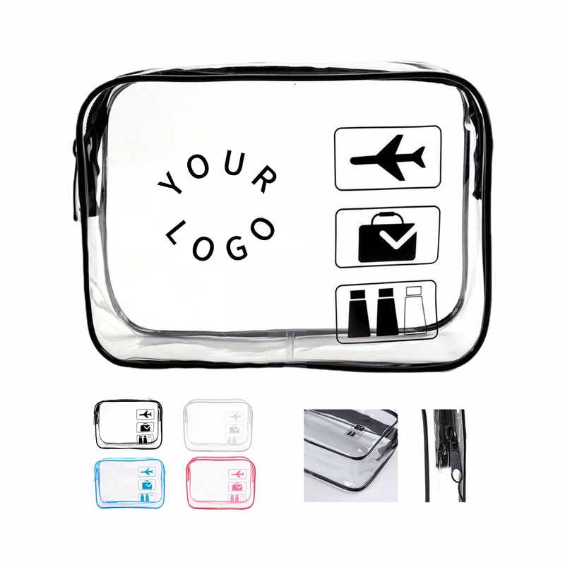 PVC Transparent Cosmetic Bag With Zipper Closure 7.1" Length