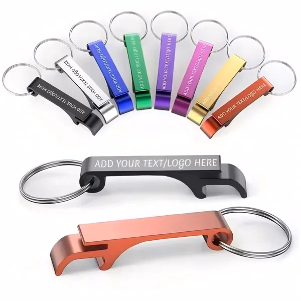 Custom Aluminum Bottle Opener Keychain with Foil Cutter — Portable Barware Beer Gift
