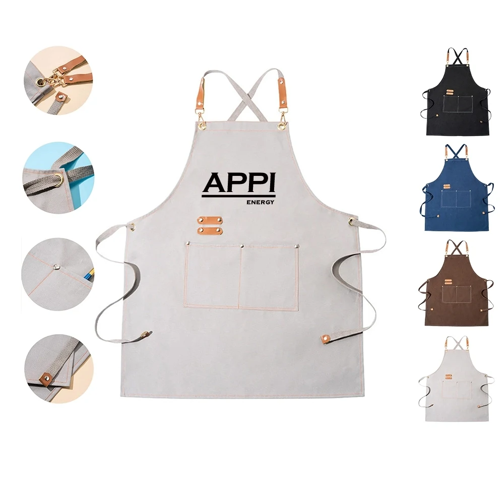 Cotton Canvas Bib Apron with Pocket 1