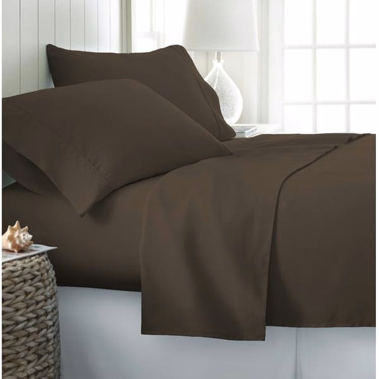 Microfiber Bed Sheet Sets - Chocolate King 4 Piece Double-Brushed