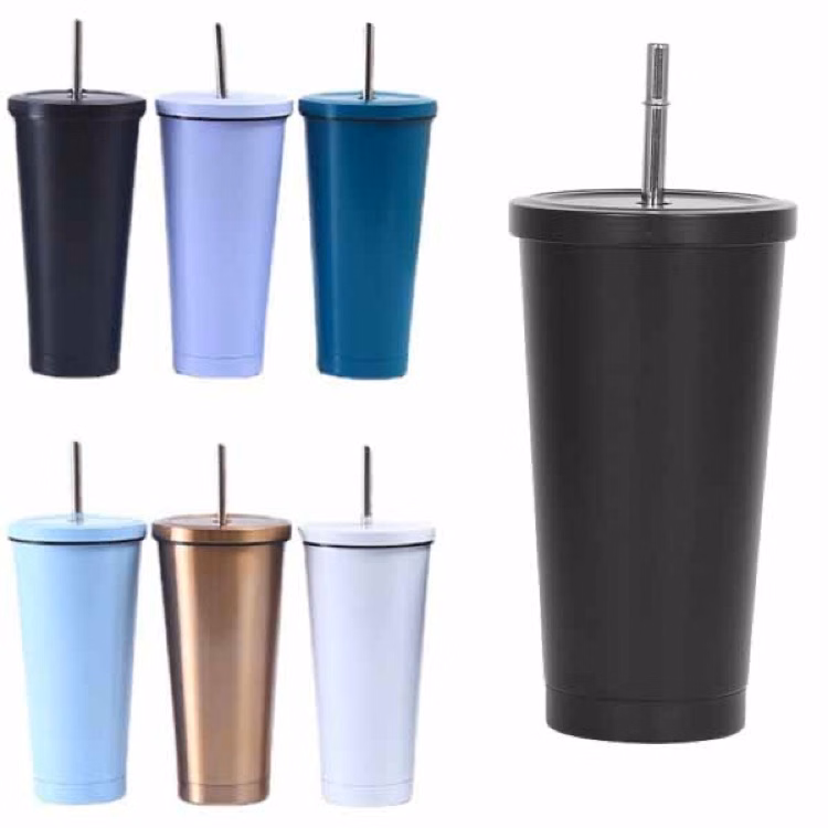 Stainless Steel Straw Thermos Cup