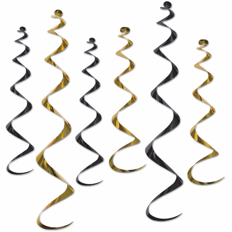 Black & Gold Whirls 24-36"