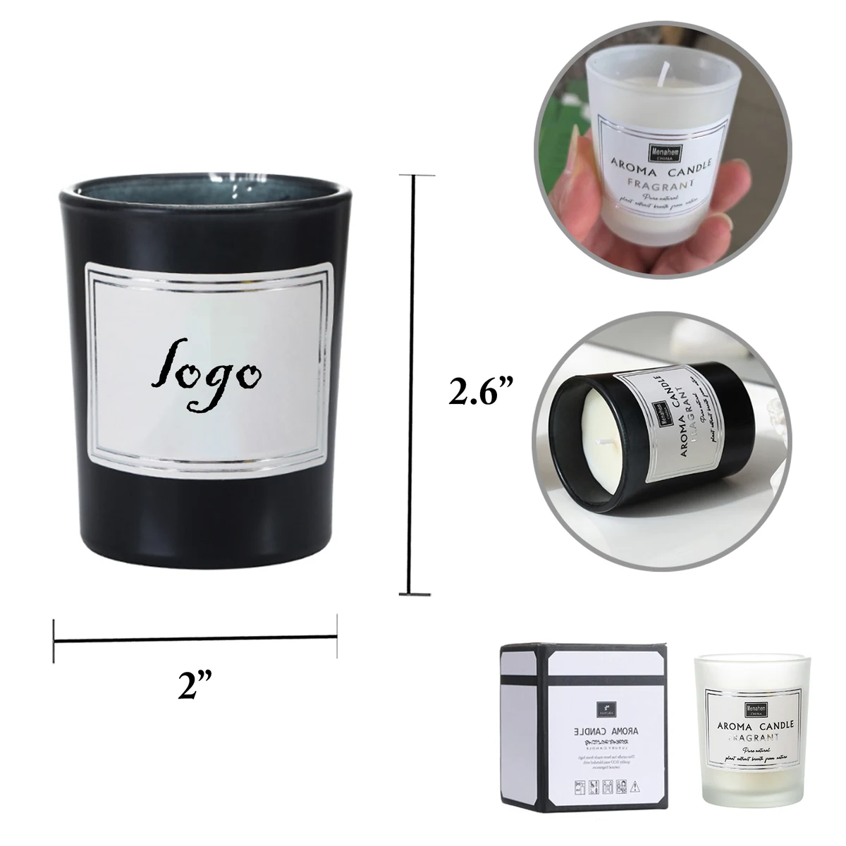 MOQ50 Frosted Glass Soy Wax Plant Scented Candle 1