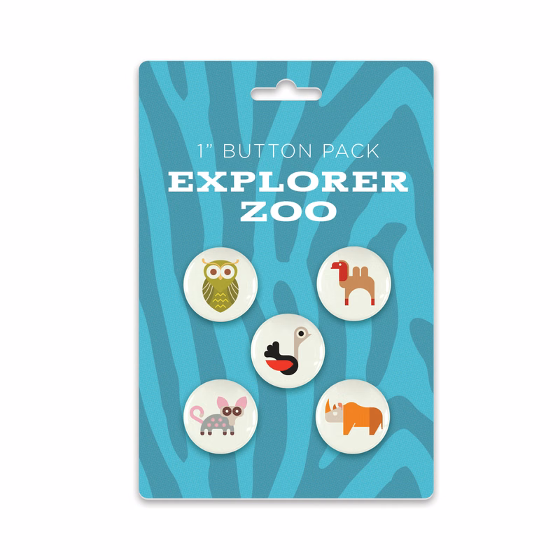 Five 1" Pin-Back Buttons on Backing Card