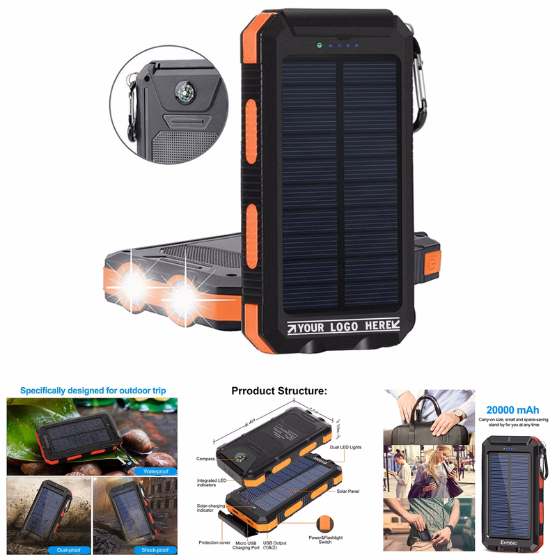 2000mAh Solar Charger For External Solar Backup Battery Power Bank Charger