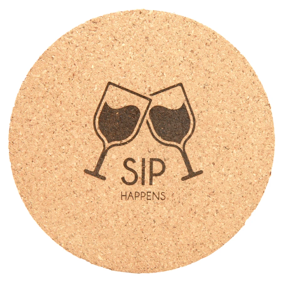 Round Natural Cork Coasters (4") 1