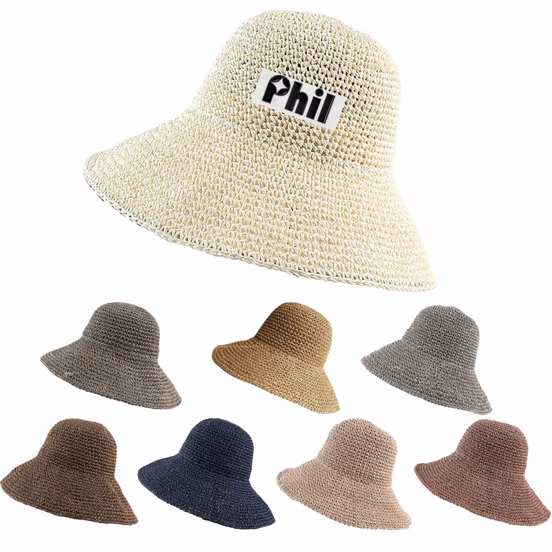 Wide Brim Crochet Foldable Fisherman Vacation Hat for Women