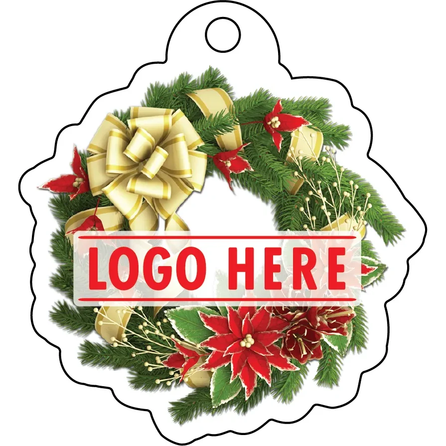 Full Color Acrylic Ornaments - Wreath with Poinsetta 1