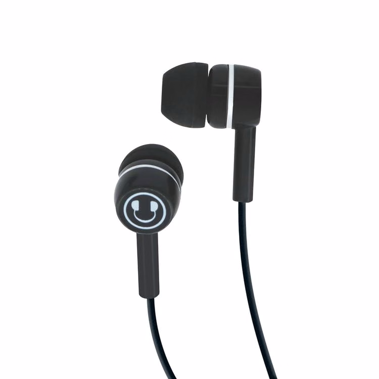 Wired 3.5mm Earbuds - Silicone Pads Black