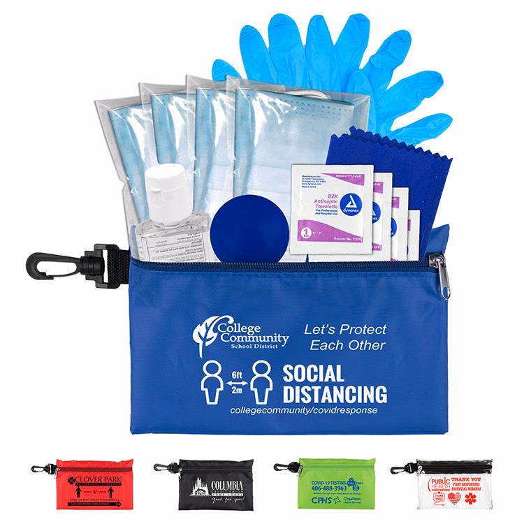 "Ariel" 12 Piece Safety Kit in Zipper Pouch with Carabiner Attachment