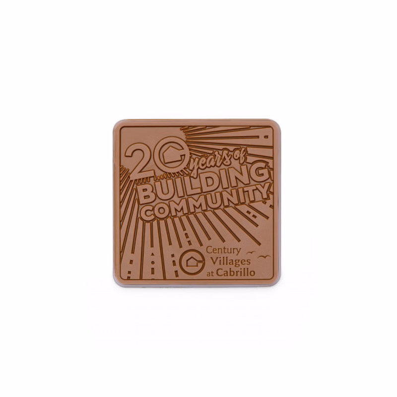 3"x3" Custom Decorated Chocolate Shape with Clear Packaging