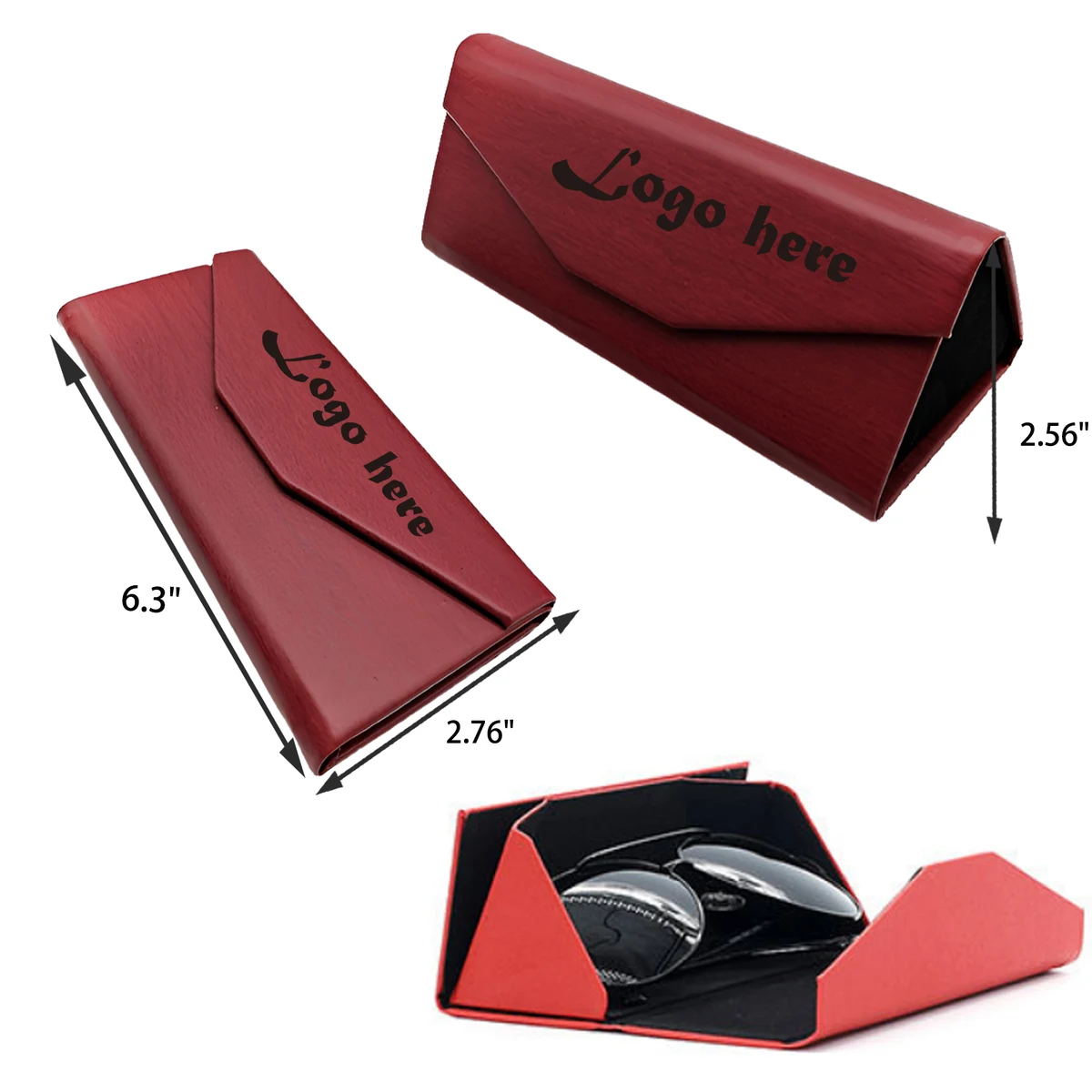 MOQ 50 PCS Practical Foldable Leather Eyeglasses Case 1